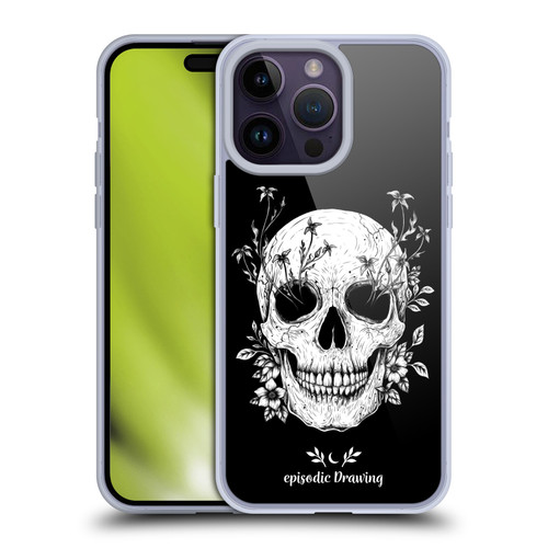 Episodic Drawing Mix Illustrations Floral Skull Soft Gel Case for Apple iPhone 14 Pro Max