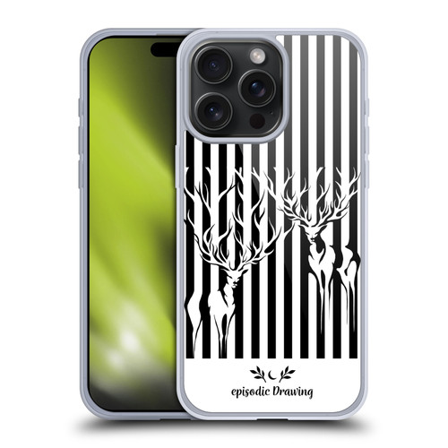 Episodic Drawing Mix Illustrations Deers In Stripes Soft Gel Case for Apple iPhone 15 Pro Max