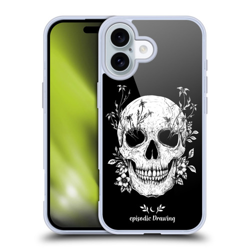 Episodic Drawing Mix Illustrations Floral Skull Soft Gel Case for Apple iPhone 16