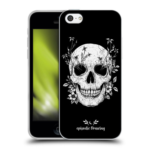 Episodic Drawing Mix Illustrations Floral Skull Soft Gel Case for Apple iPhone 5c