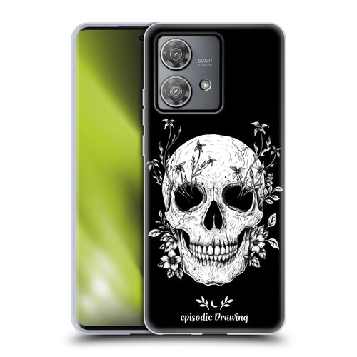 Episodic Drawing Mix Illustrations Floral Skull Soft Gel Case for Motorola Edge 40 Neo 5G