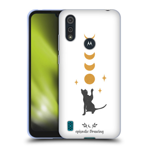 Episodic Drawing Mix Illustrations Cat And Moon Soft Gel Case for Motorola Moto E6s (2020)
