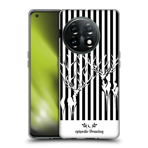 Episodic Drawing Mix Illustrations Deers In Stripes Soft Gel Case for OnePlus 11 5G