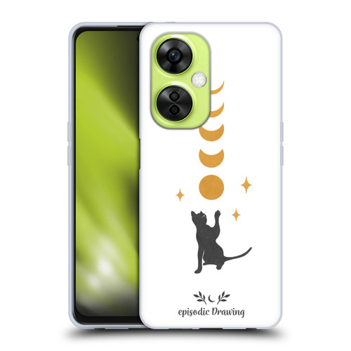 Episodic Drawing Mix Illustrations Cat And Moon Soft Gel Case for OnePlus Nord CE 3 Lite 5G