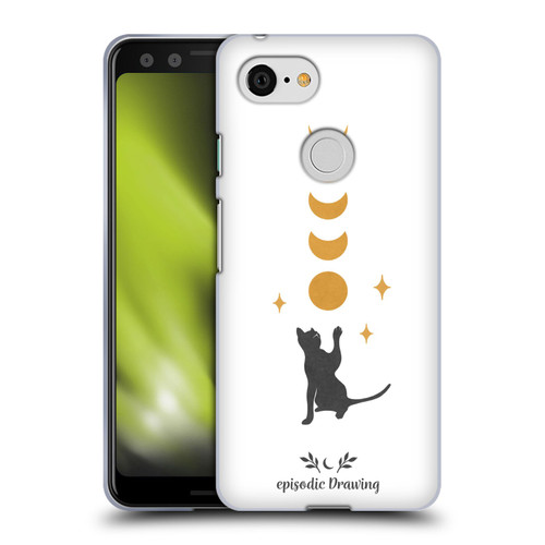 Episodic Drawing Mix Illustrations Cat And Moon Soft Gel Case for Google Pixel 3