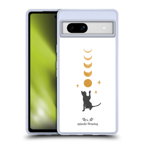 Episodic Drawing Mix Illustrations Cat And Moon Soft Gel Case for Google Pixel 7a