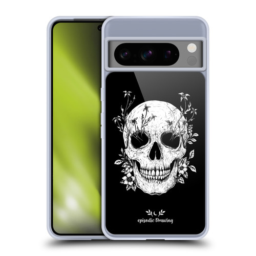 Episodic Drawing Mix Illustrations Floral Skull Soft Gel Case for Google Pixel 8 Pro