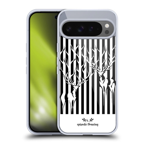 Episodic Drawing Mix Illustrations Deers In Stripes Soft Gel Case for Google Pixel 9 Pro XL