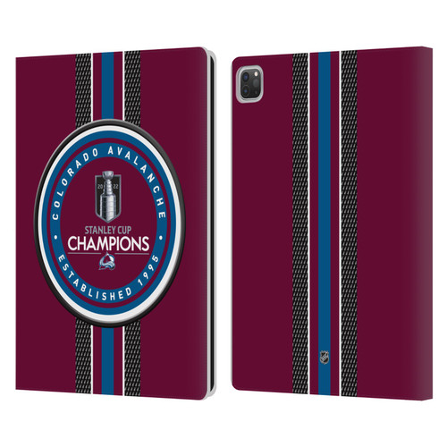 NHL 2022 Stanley Cup Champions Colorado Avalanche Puck Pattern Leather Book Wallet Case Cover For Apple iPad Pro 13 M4 2024