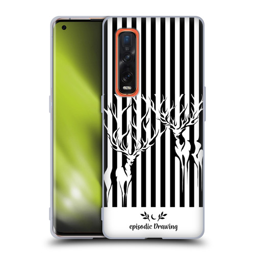 Episodic Drawing Mix Illustrations Deers In Stripes Soft Gel Case for OPPO Find X2 Pro 5G