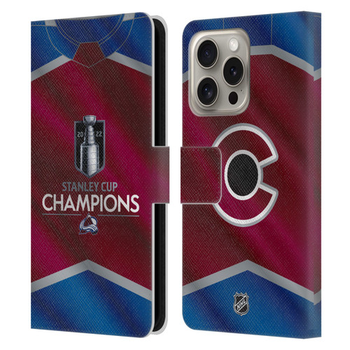 NHL 2022 Stanley Cup Champions Colorado Avalanche Jersey Leather Book Wallet Case Cover For Apple iPhone 16 Pro