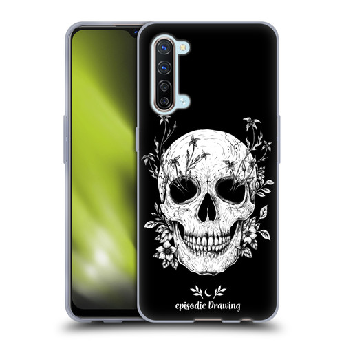 Episodic Drawing Mix Illustrations Floral Skull Soft Gel Case for OPPO Find X2 Lite 5G
