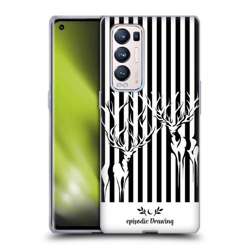 Episodic Drawing Mix Illustrations Deers In Stripes Soft Gel Case for OPPO Find X3 Neo / Reno5 Pro+ 5G