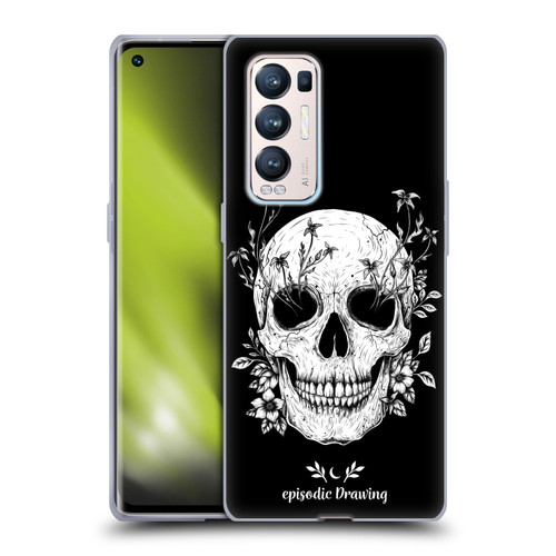 Episodic Drawing Mix Illustrations Floral Skull Soft Gel Case for OPPO Find X3 Neo / Reno5 Pro+ 5G