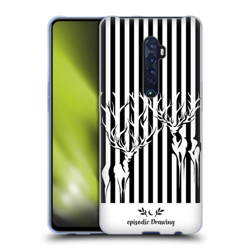 Episodic Drawing Mix Illustrations Deers In Stripes Soft Gel Case for OPPO Reno 2