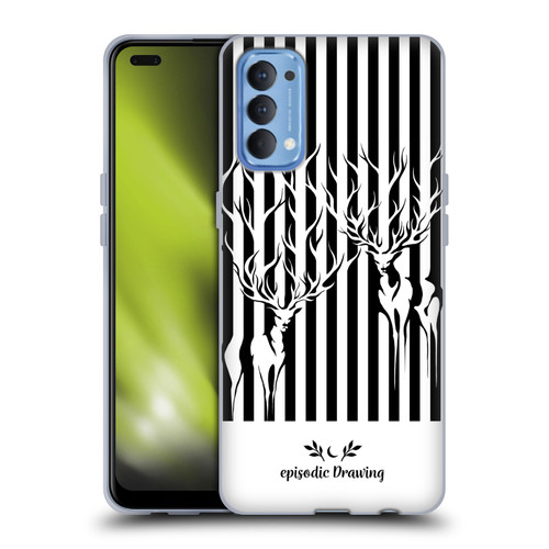 Episodic Drawing Mix Illustrations Deers In Stripes Soft Gel Case for OPPO Reno 4 5G