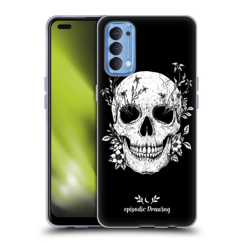 Episodic Drawing Mix Illustrations Floral Skull Soft Gel Case for OPPO Reno 4 5G