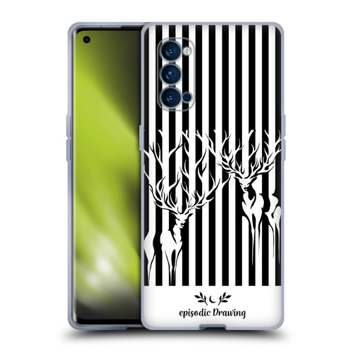 Episodic Drawing Mix Illustrations Deers In Stripes Soft Gel Case for OPPO Reno 4 Pro 5G