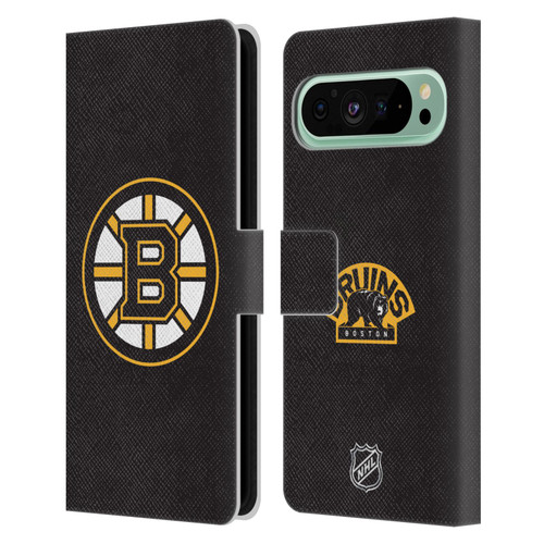 NHL Boston Bruins Plain Leather Book Wallet Case Cover For Google Pixel 9 Pro XL