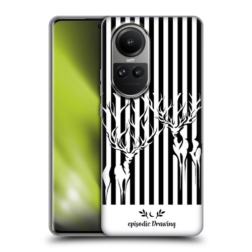 Episodic Drawing Mix Illustrations Deers In Stripes Soft Gel Case for OPPO Reno10 5G / Reno10 Pro 5G