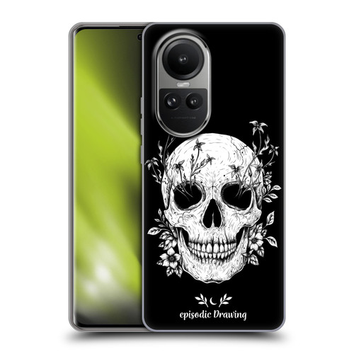 Episodic Drawing Mix Illustrations Floral Skull Soft Gel Case for OPPO Reno10 5G / Reno10 Pro 5G