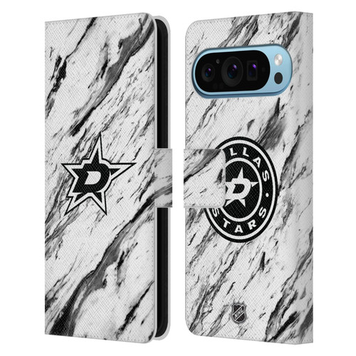 NHL Dallas Stars Marble Leather Book Wallet Case Cover For Google Pixel 9 / Pixel 9 Pro
