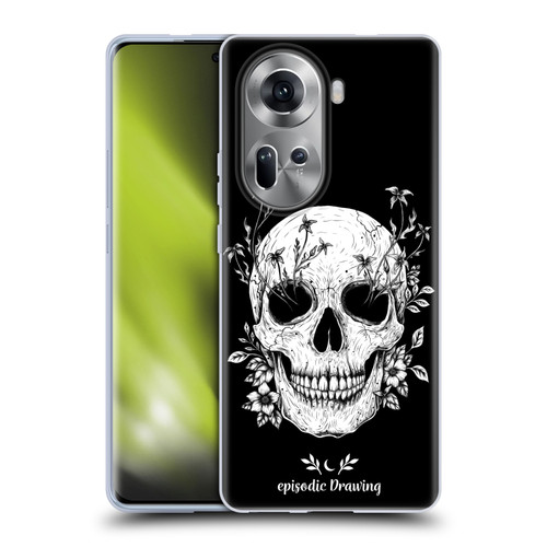 Episodic Drawing Mix Illustrations Floral Skull Soft Gel Case for OPPO Reno11