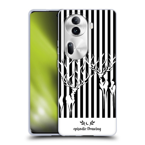 Episodic Drawing Mix Illustrations Deers In Stripes Soft Gel Case for OPPO Reno11 Pro