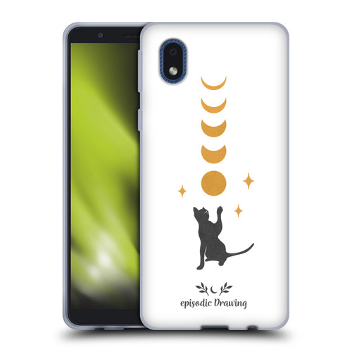 Episodic Drawing Mix Illustrations Cat And Moon Soft Gel Case for Samsung Galaxy A01 Core (2020)