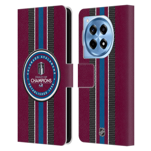 NHL 2022 Stanley Cup Champions Colorado Avalanche Puck Pattern Leather Book Wallet Case Cover For OnePlus 12R
