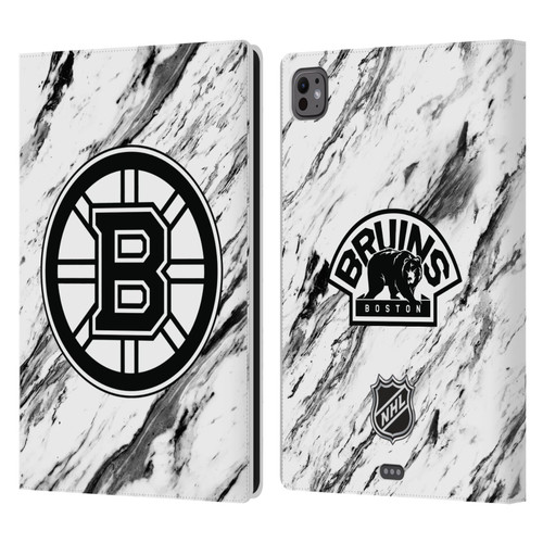 NHL Boston Bruins Marble Leather Book Wallet Case Cover For Apple iPad Pro 11 M4 2024