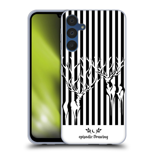 Episodic Drawing Mix Illustrations Deers In Stripes Soft Gel Case for Samsung Galaxy A15