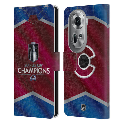 NHL 2022 Stanley Cup Champions Colorado Avalanche Jersey Leather Book Wallet Case Cover For OPPO Reno11 Pro