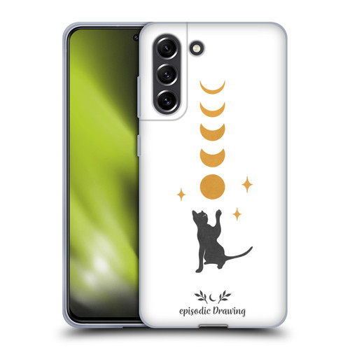 Episodic Drawing Mix Illustrations Cat And Moon Soft Gel Case for Samsung Galaxy S21 FE 5G