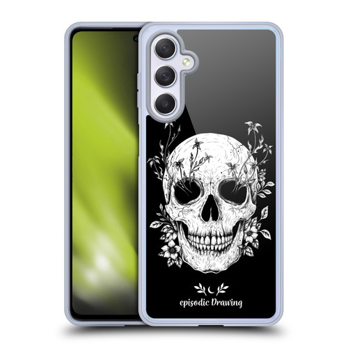 Episodic Drawing Mix Illustrations Floral Skull Soft Gel Case for Samsung Galaxy M54 5G