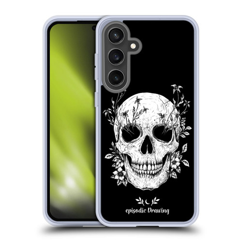 Episodic Drawing Mix Illustrations Floral Skull Soft Gel Case for Samsung Galaxy S24 FE