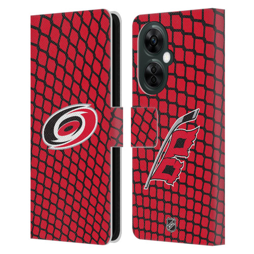 NHL Carolina Hurricanes Net Pattern Leather Book Wallet Case Cover For OnePlus Nord CE 3 Lite 5G