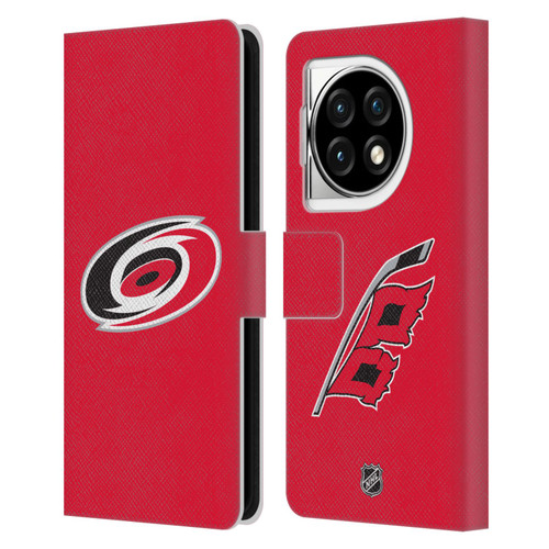 NHL Carolina Hurricanes Plain Leather Book Wallet Case Cover For OPPO OnePlus Ace 3 5G