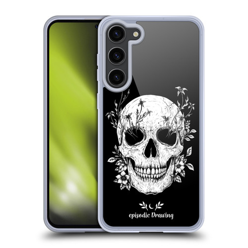 Episodic Drawing Mix Illustrations Floral Skull Soft Gel Case for Samsung Galaxy S23+ 5G