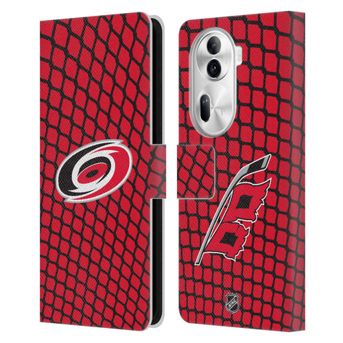NHL Carolina Hurricanes Net Pattern Leather Book Wallet Case Cover For OPPO Reno11