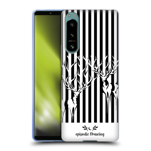 Episodic Drawing Mix Illustrations Deers In Stripes Soft Gel Case for Sony Xperia 5 IV