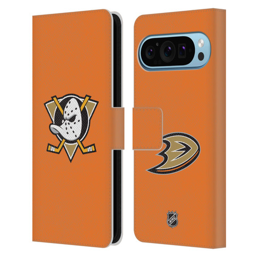 NHL Anaheim Ducks Plain Leather Book Wallet Case Cover For Google Pixel 9 / Pixel 9 Pro NHL Anaheim Ducks Plain Leather Book Wallet Case Cover For Google Pixel 9 / Pixel 9 Pro