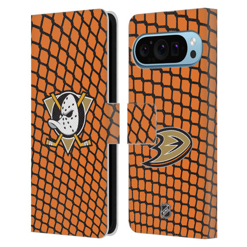 NHL Anaheim Ducks Net Pattern Leather Book Wallet Case Cover For Google Pixel 9 / Pixel 9 Pro NHL Anaheim Ducks Net Pattern Leather Book Wallet Case Cover For Google Pixel 9 / Pixel 9 Pro