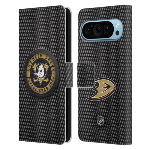 NHL Anaheim Ducks Puck Texture Leather Book Wallet Case Cover For Google Pixel 9 / Pixel 9 Pro NHL Anaheim Ducks Puck Texture Leather Book Wallet Case Cover For Google Pixel 9 / Pixel 9 Pro