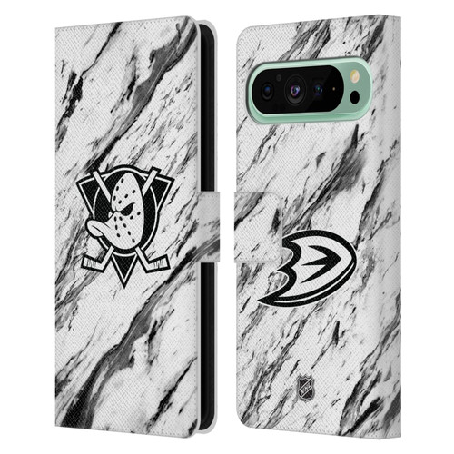 NHL Anaheim Ducks Marble Leather Book Wallet Case Cover For Google Pixel 9 Pro XL