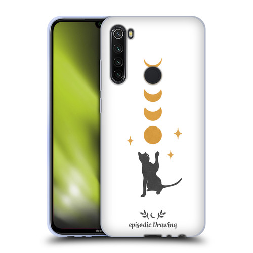 Episodic Drawing Mix Illustrations Cat And Moon Soft Gel Case for Xiaomi Redmi Note 8T