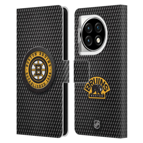 NHL Boston Bruins Puck Texture Leather Book Wallet Case Cover For OPPO OnePlus Ace 3 5G