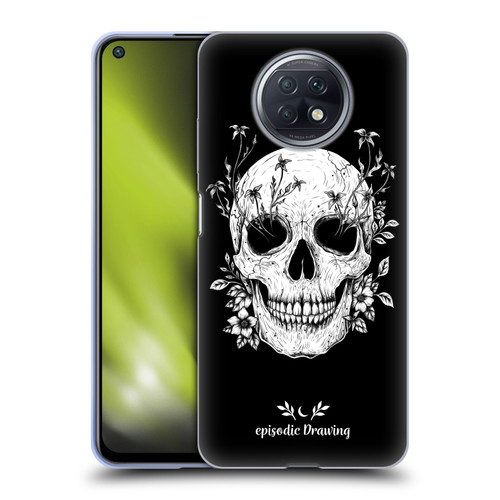 Episodic Drawing Mix Illustrations Floral Skull Soft Gel Case for Xiaomi Redmi Note 9T 5G