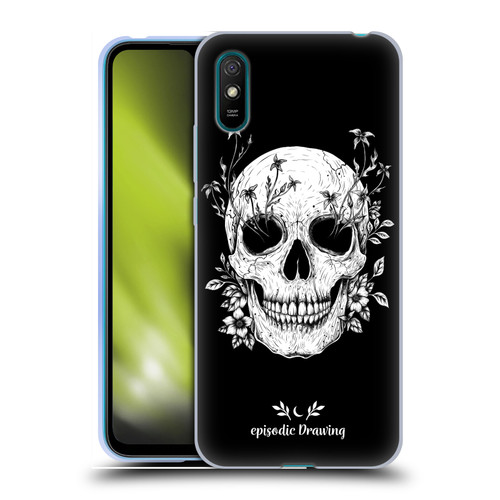 Episodic Drawing Mix Illustrations Floral Skull Soft Gel Case for Xiaomi Redmi 9A / Redmi 9AT