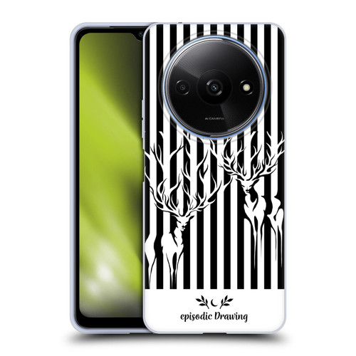 Episodic Drawing Mix Illustrations Deers In Stripes Soft Gel Case for Xiaomi Redmi A3